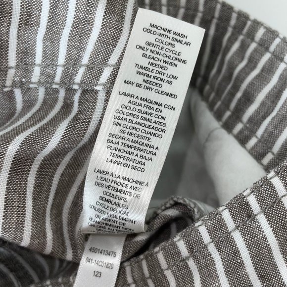 Chico's The Ultimate Fit Pants Women's L Taupe Striped Linen Wide Leg Trousers - Picture 11 of 16